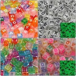 100pcs 6mm Transparent Colored Luminous Acrylic Spacer Beads Charms Letters Beads Acrylic Beads For Jewelry Making DIY Supplies