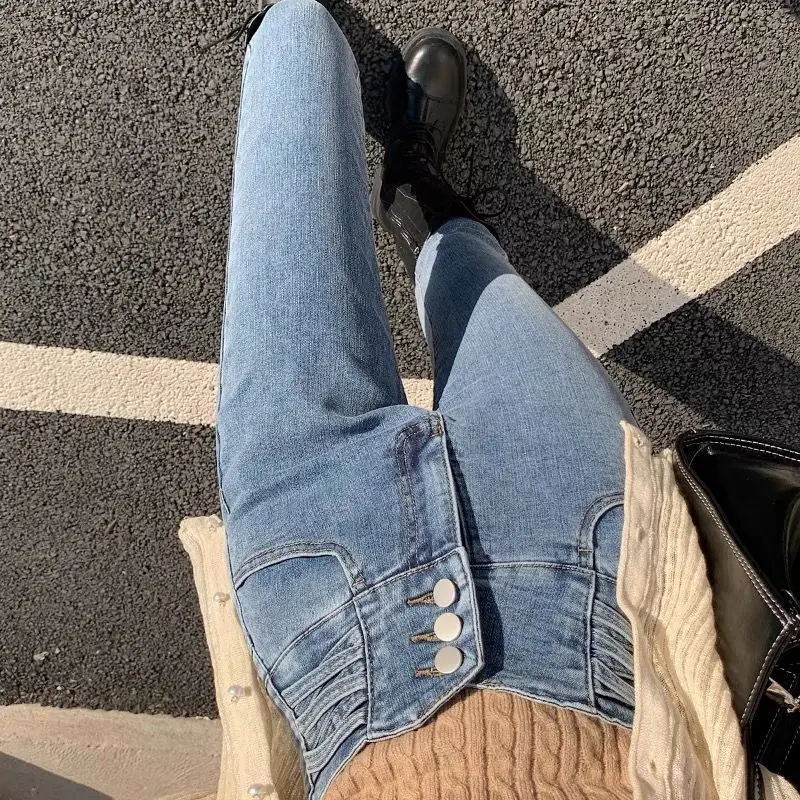 High Waist Stretchy Slimming Women's Jeans Spring Autumn New Style Korean Version Versatile Elastic Pencil Pants Trendy