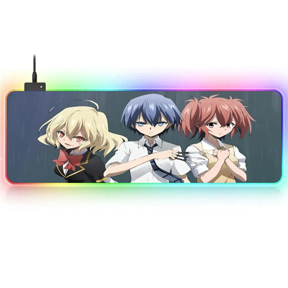 Anime Akuma no Riddle Mouse Pad RGB Large Gaming Mouse Pad Non-slip Rubber Base Keyboard Pad Extra Large Luminous LED Mouse Pad