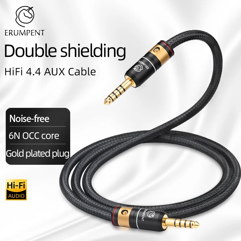 ERUMPENT HiFi 4.4mm Aux Audio Cable High Quality Dual Shielding Gold Plated 4.4mm Jack Aux Cable for Phone Amplifier Earphone