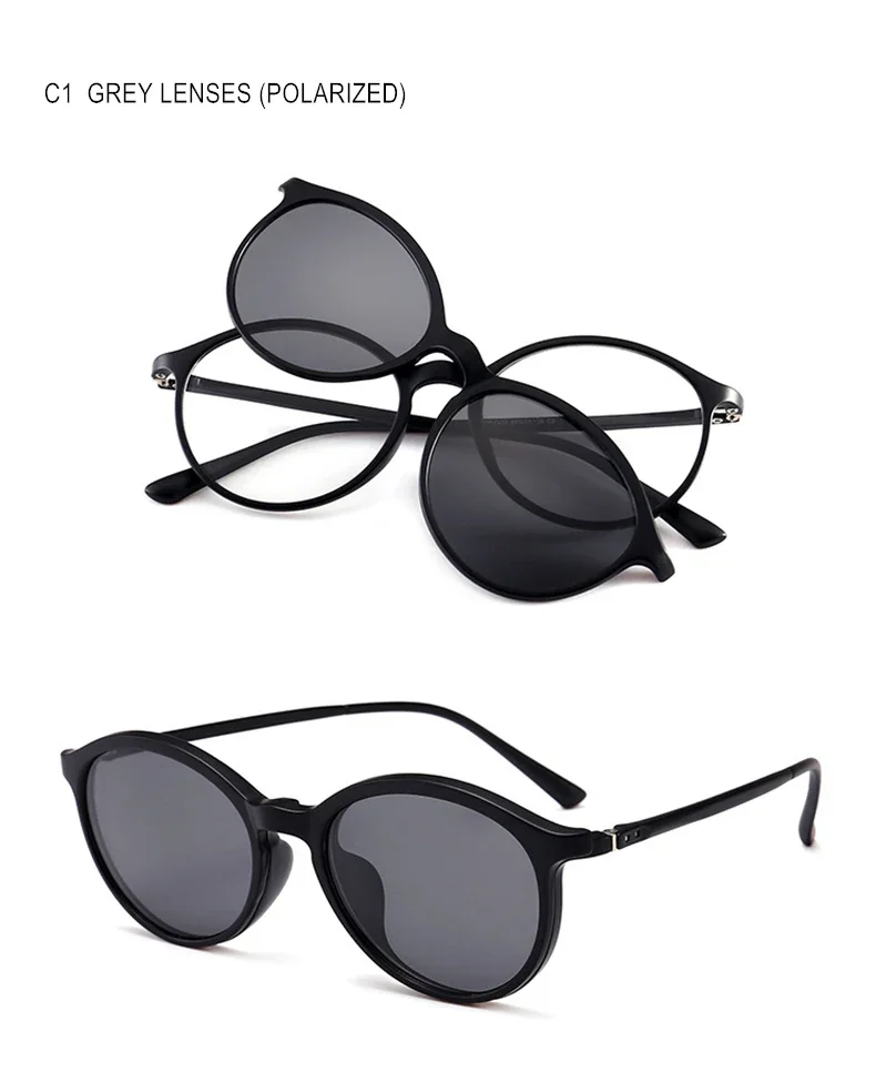 Magnet Clip Sonnenbrillen Und Brillen Set Myopie-0,5 Zu-10 Männer Frauen Mode Runde Rahmen Kurzsichtig Brille f232 – Detail 18