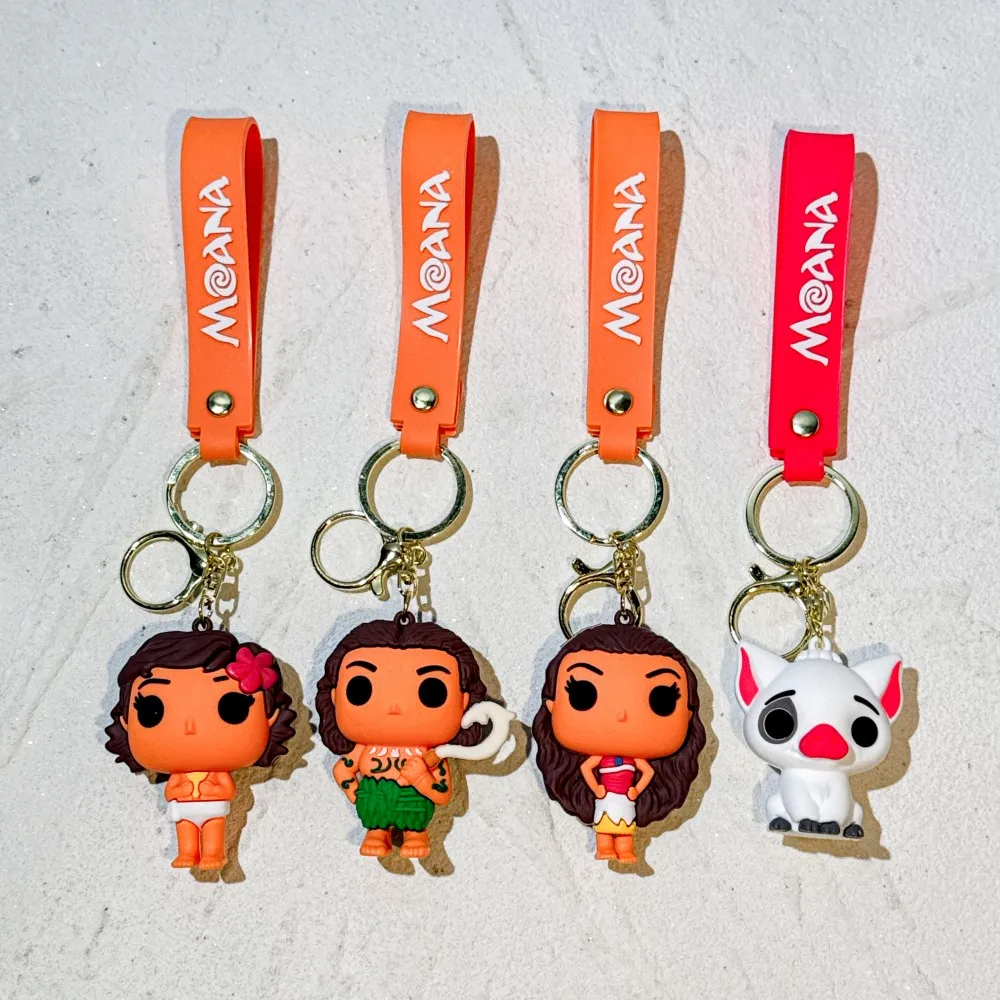 Disney Moana 2 Movie Figure Keychain Toys for Children Fans Backpack Bag Car Ornament Accessories Kids Birthday Gifts