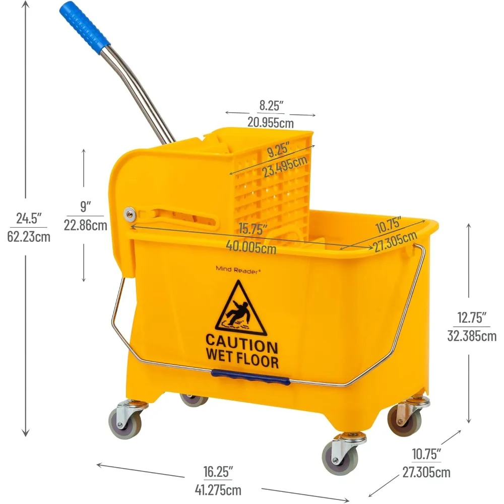 دلو ممسحة 22 كيو تي مع عجلة، تنظيف سهل للأرضيات، تصميم مدمج بعجلات للاستخدام المنزلي