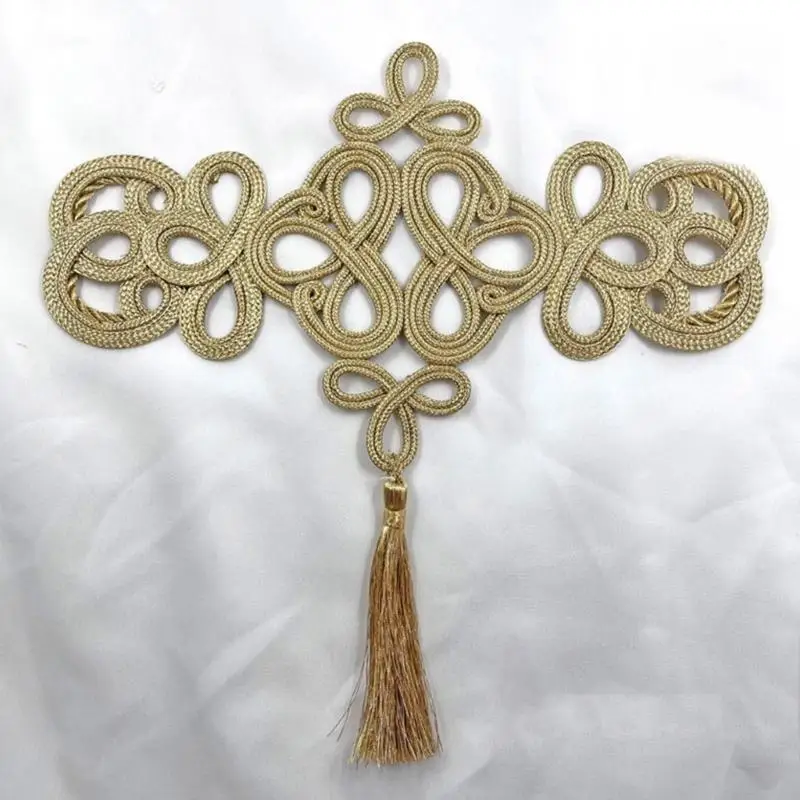 270D Handmade Gold Threads Flower Tassels Chinese Knot Tassels Sewing Charms Tassels for Home and Wedding Celebrations