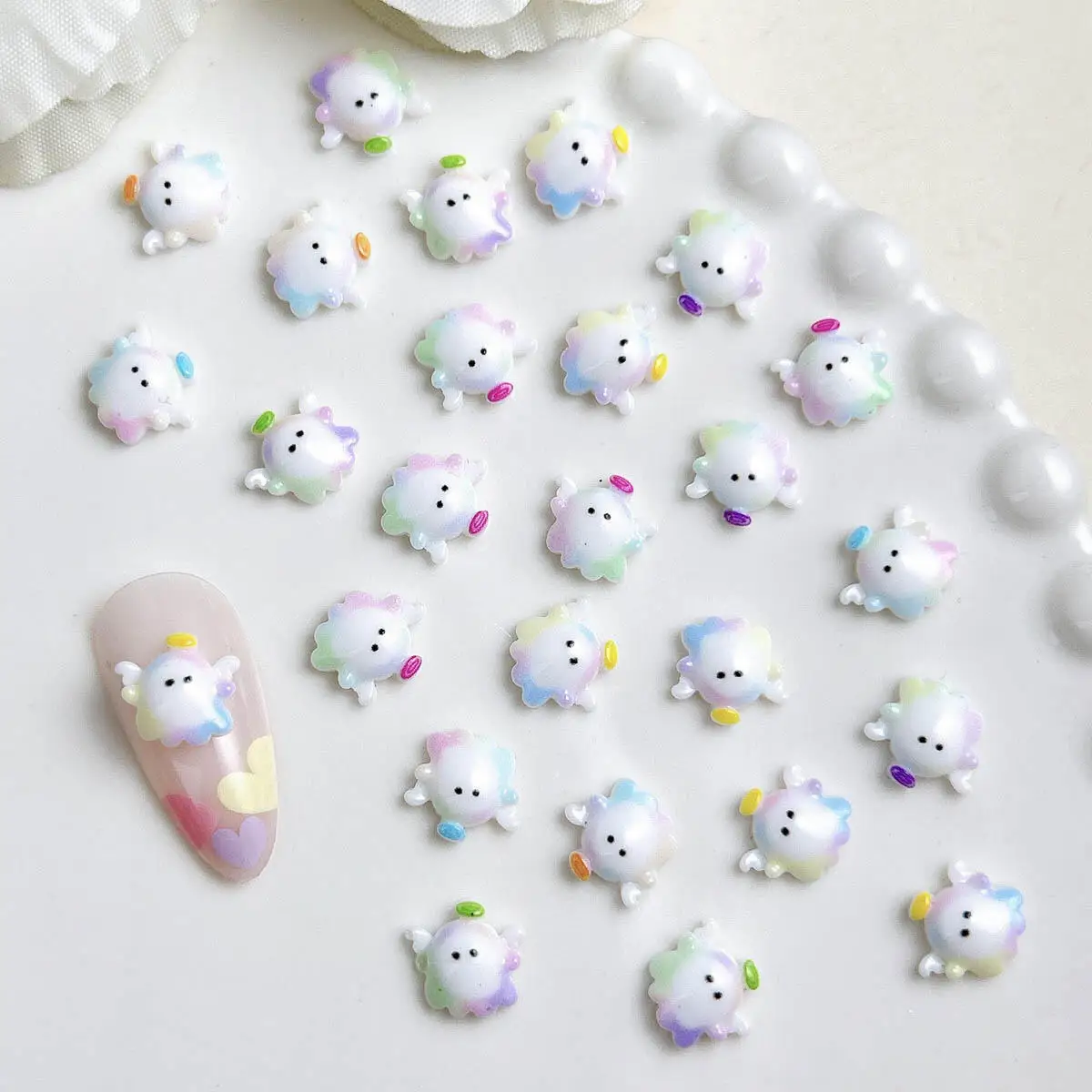 Abalorios para uñas de Ángel pequeño de colores con bonitos dibujos de resina 3D, piezas de decoración para uñas mixtas de Ángel regordete, suministros para manicura DIY