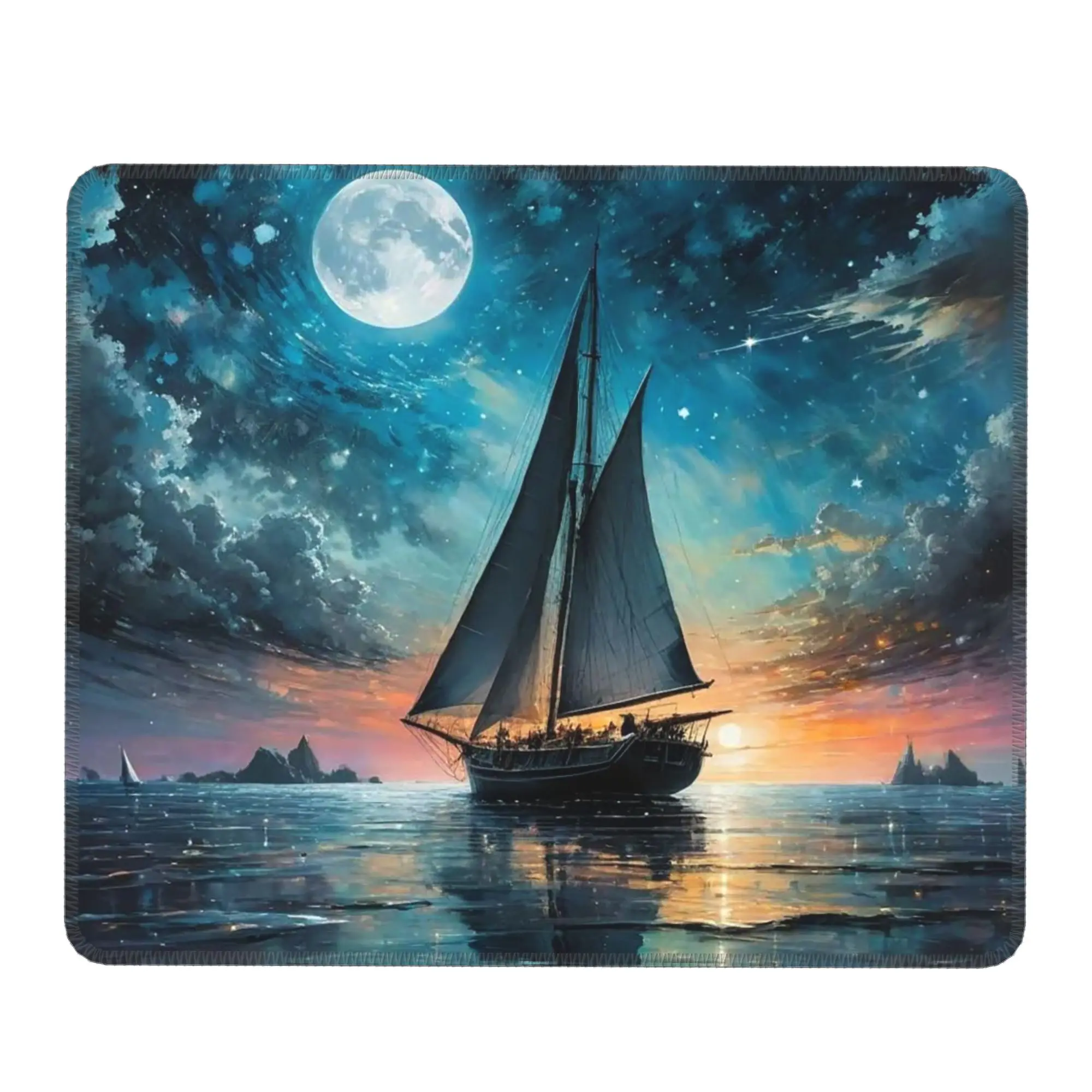 Starry Night Sailboat On The Sea Mouse Pad Computer Keyboard Mouse Mat Gamer PC Laptop Desk Mat Office Table Mats