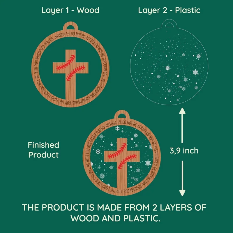 เครื่องประดับเบสบอล - ไม้และอะคริลิค 2 ชั้น เด็กคริสเตียน รอบเด็กชายและเด็กหญิง
