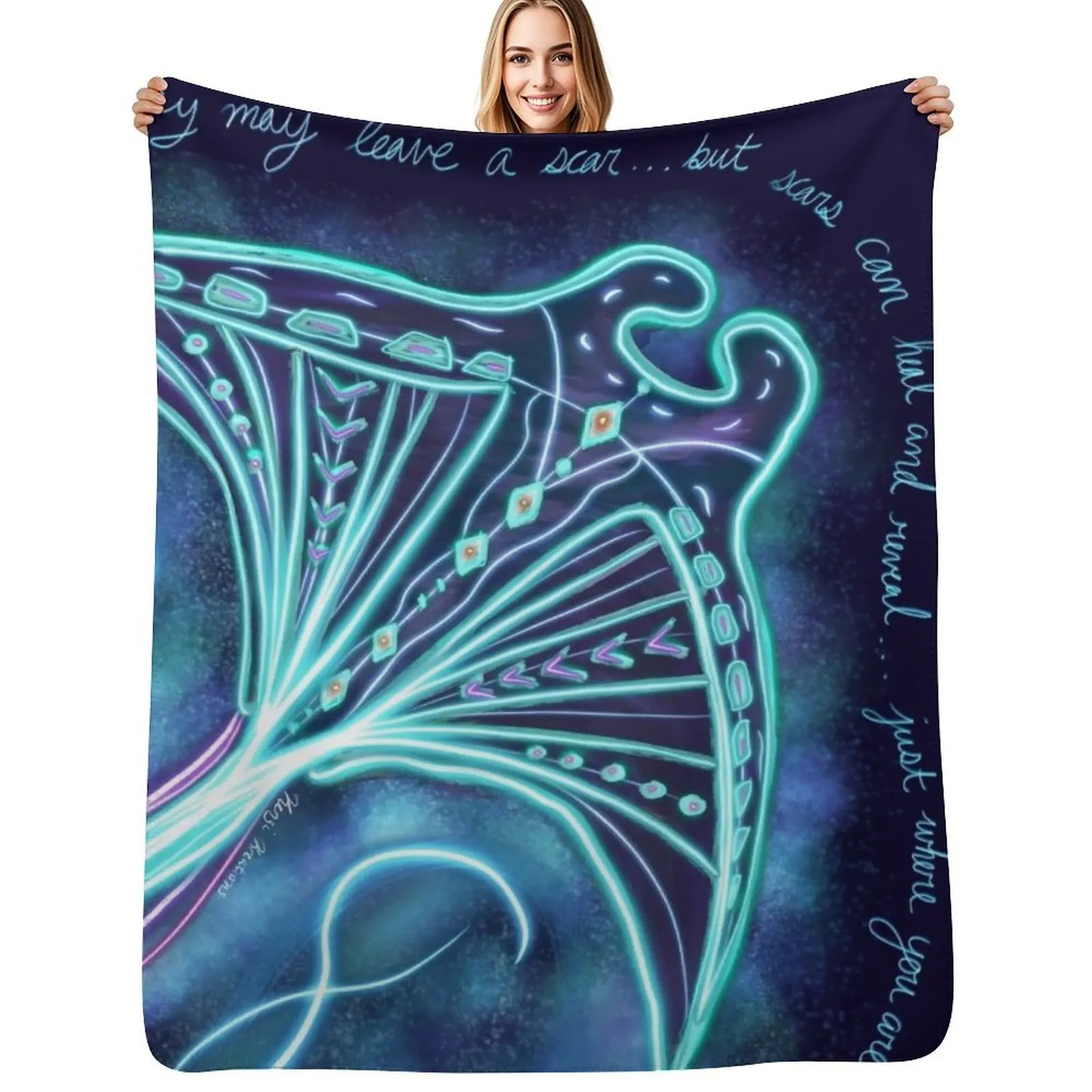 

Sting Ray Art Throw Blanket Plush Personalized Gift Blankets