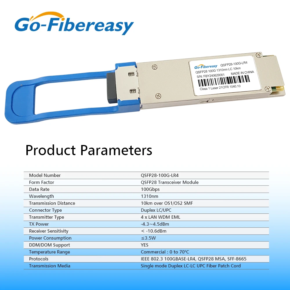 QSFP28 100G LR4 Módulo Fibra Óptica LC Dúplex - imagen 5
