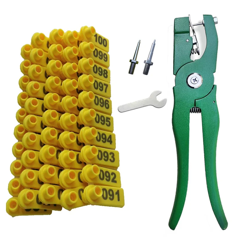 

Щипцы для ушных бирок, маркер для ушных бирок для домашнего скота, аппликатор 001-100, набор для идентификации ушных бирок для овец, коз, свиней с 2 шт. булавками