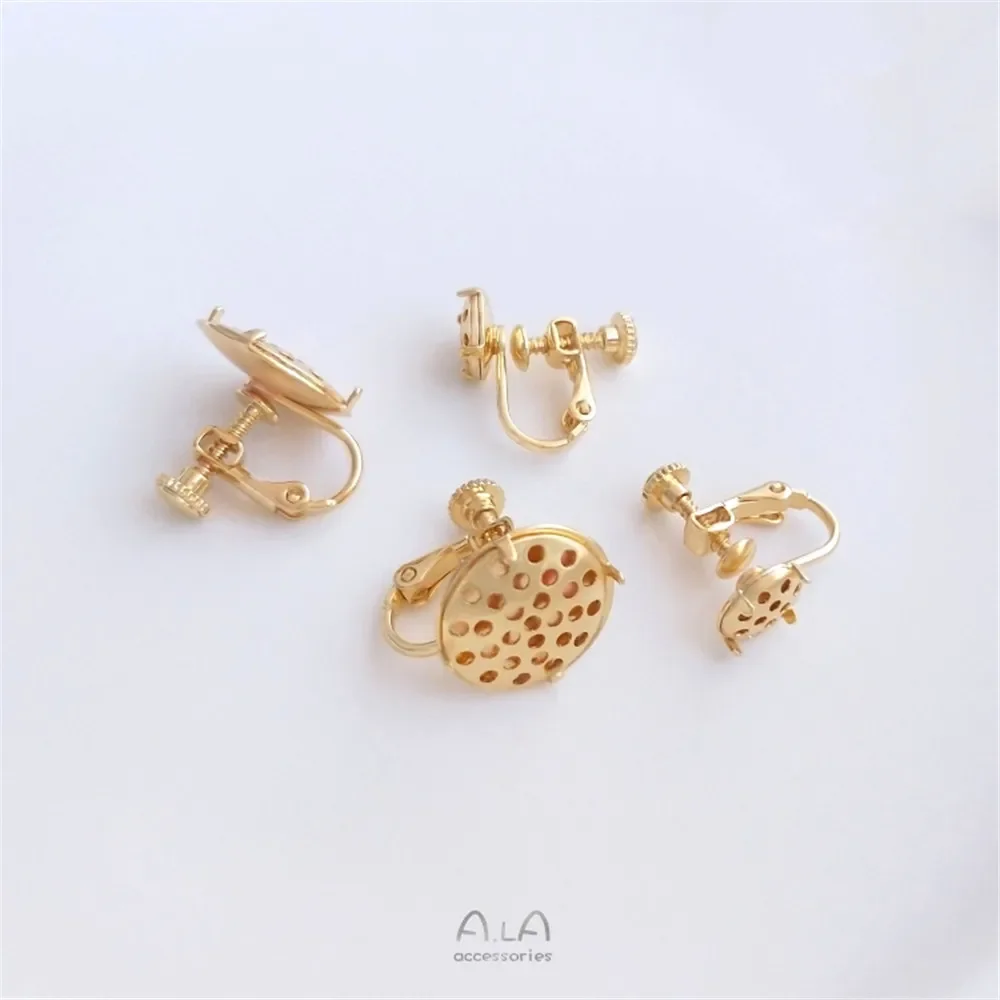 

14K pack real gold mesh disc screw ear clip showerhead tray Handmade DIY earring accessories Earring buckle accessories