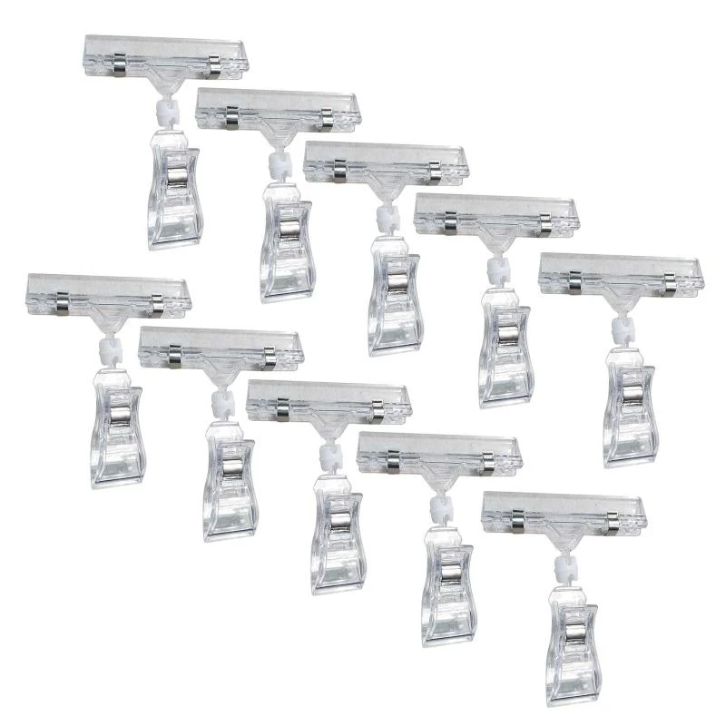 

10 Pieces Rotatable Merchandise Sign Display Mini Clip Tag Holders for Business