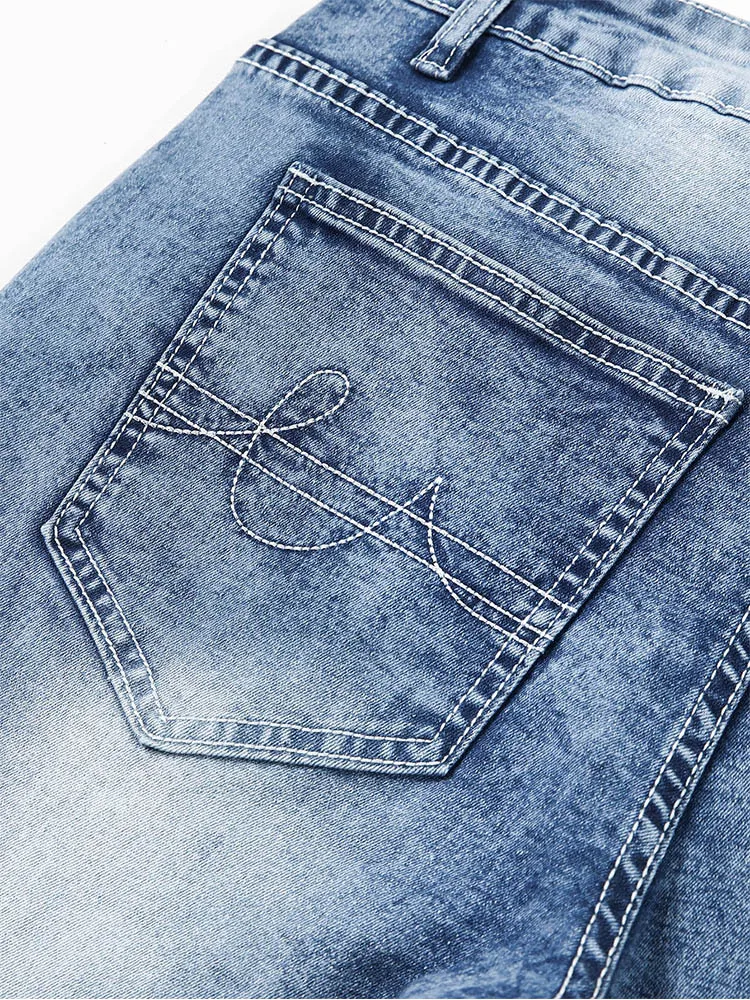 2024 New Fashion Loose Version Of Jeans ❄ Dyed High Quality Straight Pants Leisure Sports Washed Elastic Cotton Men' Pants S-3XL