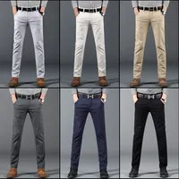 6 Colors New Men's Stretch Cotton Slim Casual Pants Classic Business Fashion Elastic Comfortable Trousers Male Clothes