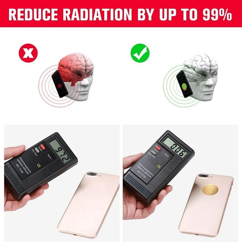 6PCS Anti Radiation Protector Sticker Negative Ions EMF Blocker For Mobile Phones Laptop Round Golden Stickers