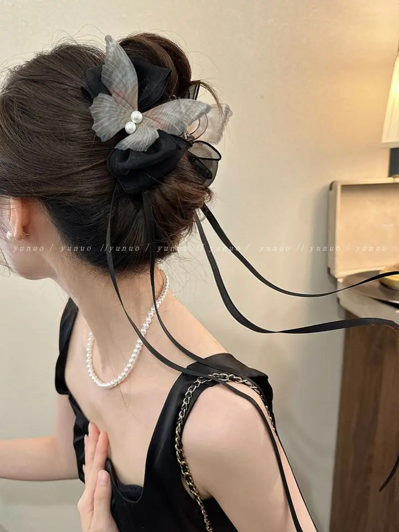 Pince à cheveux requin de style chinois pour filles, vêtements de sauna, sangle de nœud de mode coréenne, nouveaux accessoires pour cheveux pour femmes, 2024