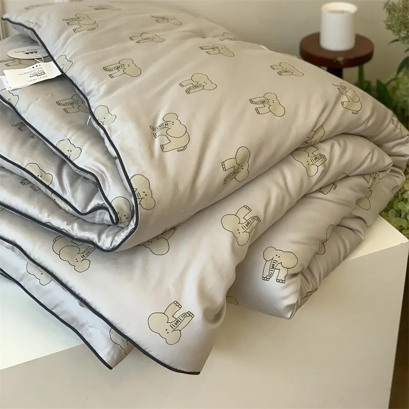 

High Quality Warn Duvets Soybean Fiber Quilt Core Soft Silky Skin Friendly Single Double Bed Blanket Spring Autumn Comforters