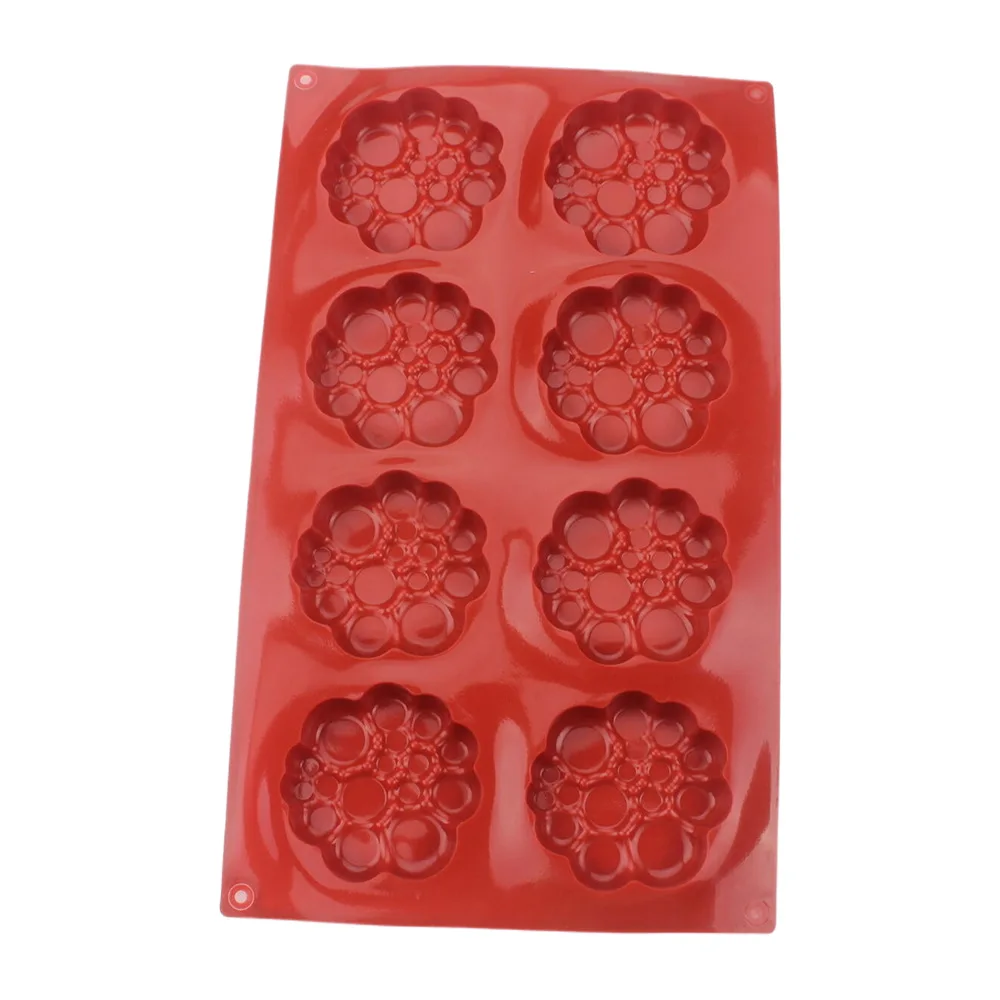 New Arrival 8 Hole Circular Petal Shape Silicone Cake Mold DIY Flower Biscuit Chocolate Cake Decoration Mooncake Baking Tools
