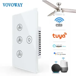 VOVOWAY-Smart WiFi Fan Light Switch,US,AU interruttore della lampada del ventilatore da soffitto, telecomando Tuya, vari controlli di velocità, funziona con Alexa,Google Home