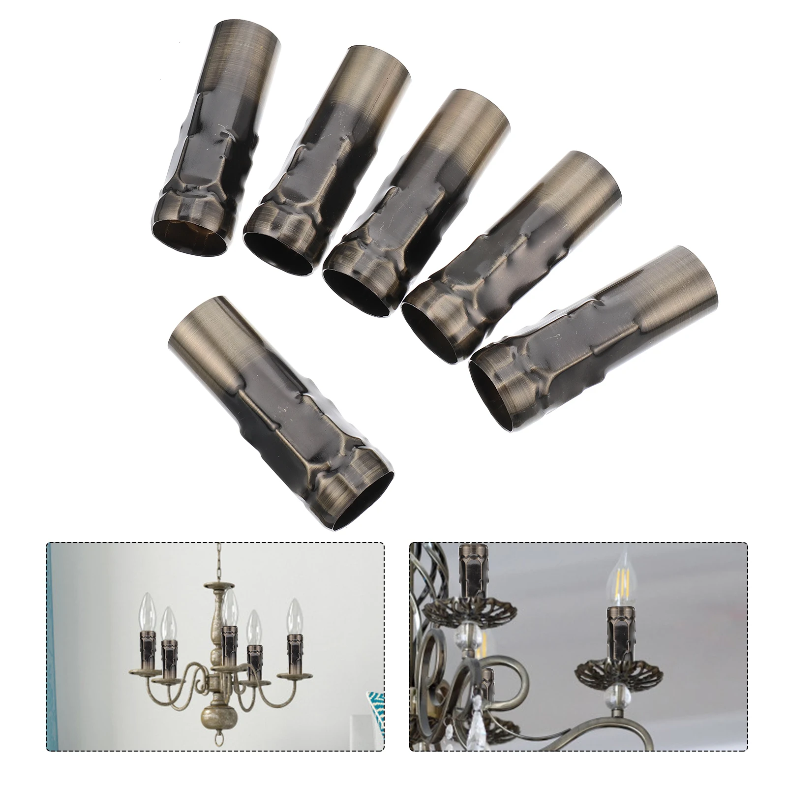 

6 Pcs European Crystal Chandelier Decorative Lamp Holder Tube Taper Hurricane Tubes Socket Iron Candelabra Drip Base