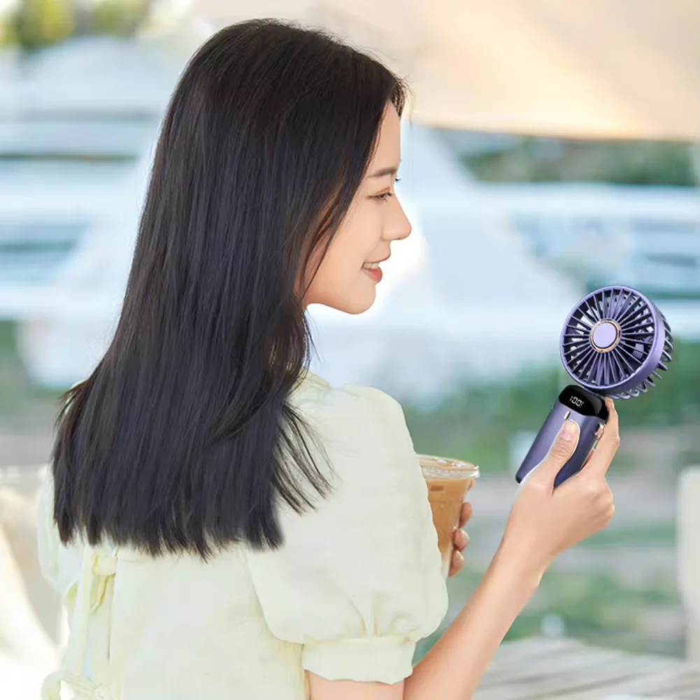 充電式円形扇風機,小型折りたたみ式屋外扇風機,1200mah,夏,2024