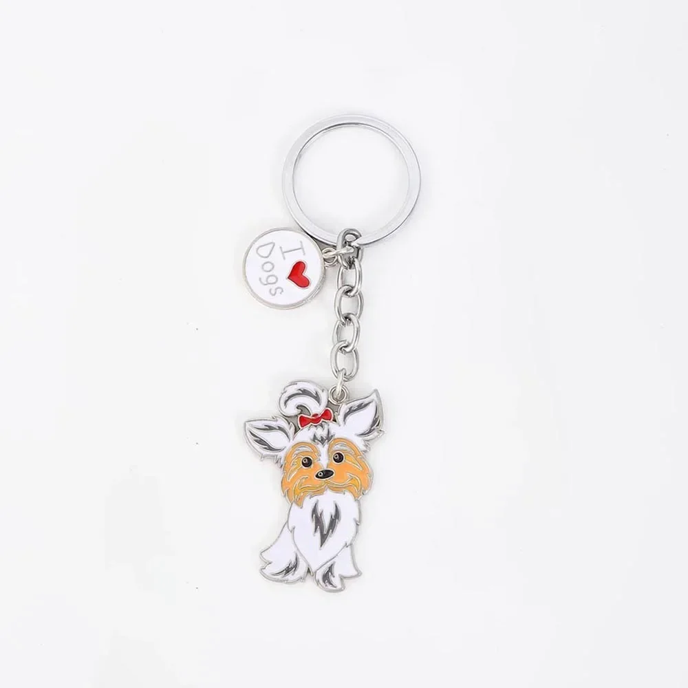 Cute i love dog Maltese dog Keychain Backpack Pendant Creative Keyring Birthday Gifts