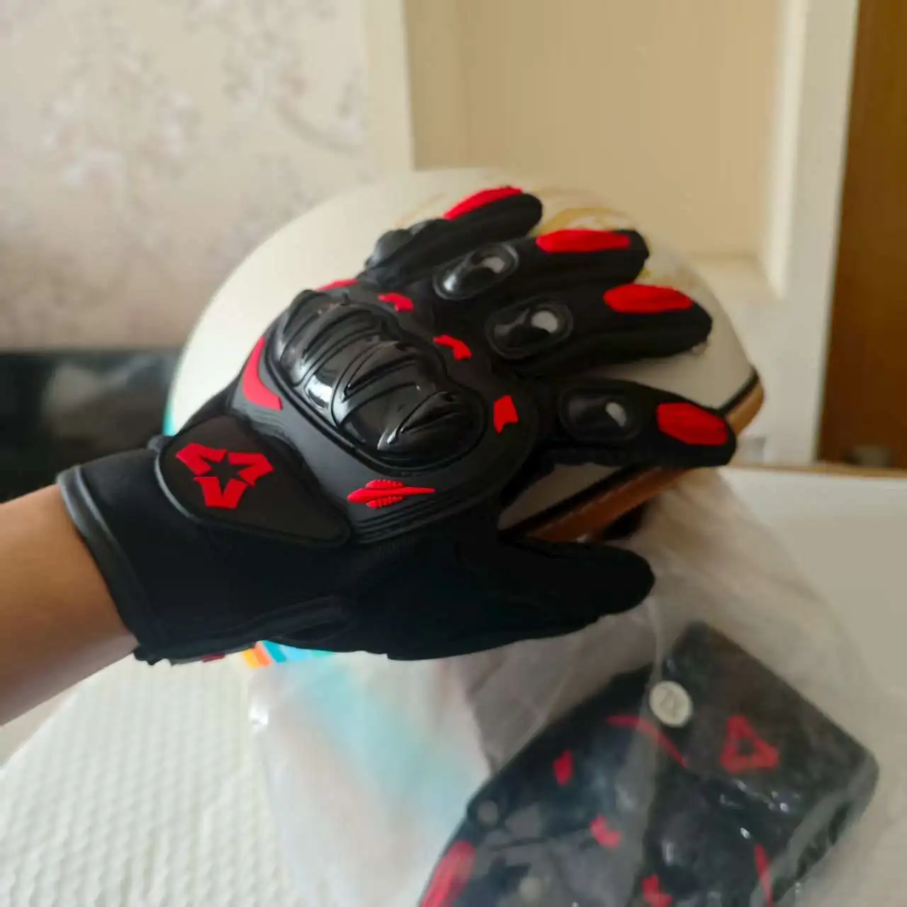 

Motorcycle Fabric Riding Gloves Breathable Touchscreen for Men Women Hard Knuckle Protection, Anti-Slip Summer Moto Accessories
