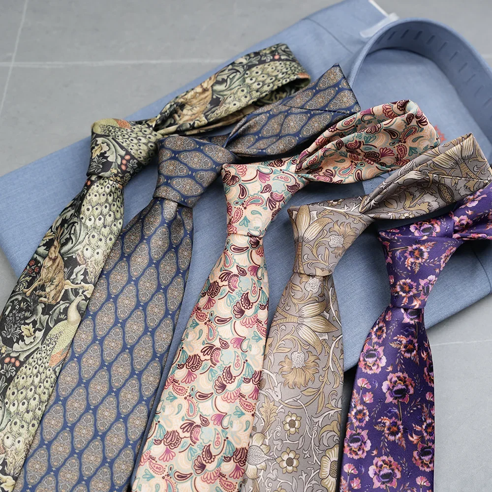 Men Neck Tie Floral Plaid Jacquard Silk Neckties for Man Casual Printed Necktie Polyester Tie Groom Wedding Suit Neckwear