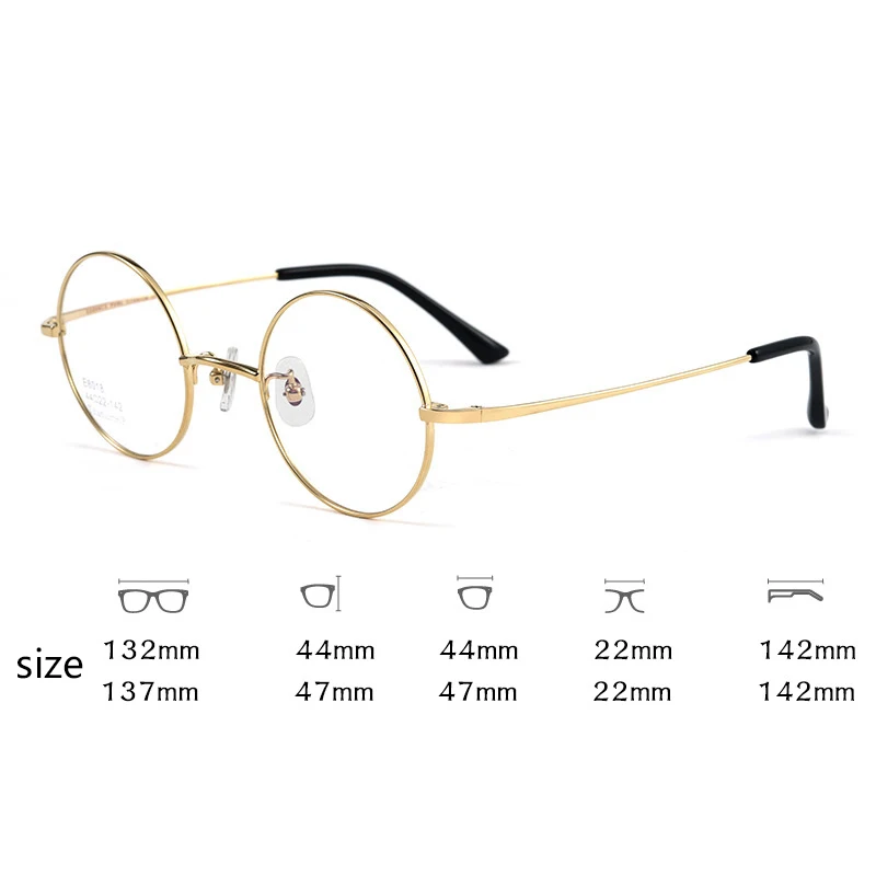 Ultralight Round Reading Glasses Men Women Titanium Vintage Black Gold Eyeglasses Frame Male Optical Prescription Myopia Glasses