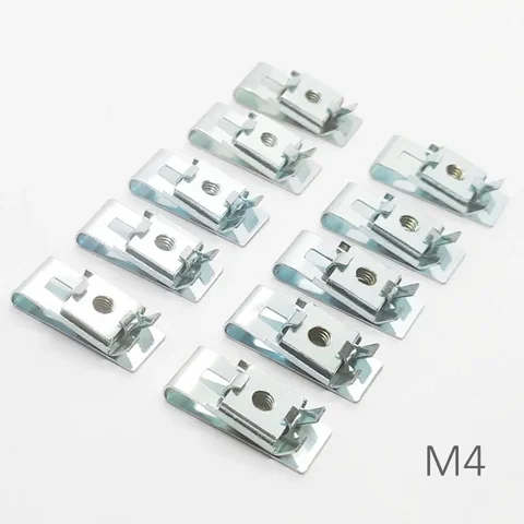 10 шт. M3/M4/M5/M6, зажимы для гаек из пружинной стали U-типа с резьбой 5 мм, 6 мм, 4 мм для слайдера лифта, фиксированного автомобильного номерного знака