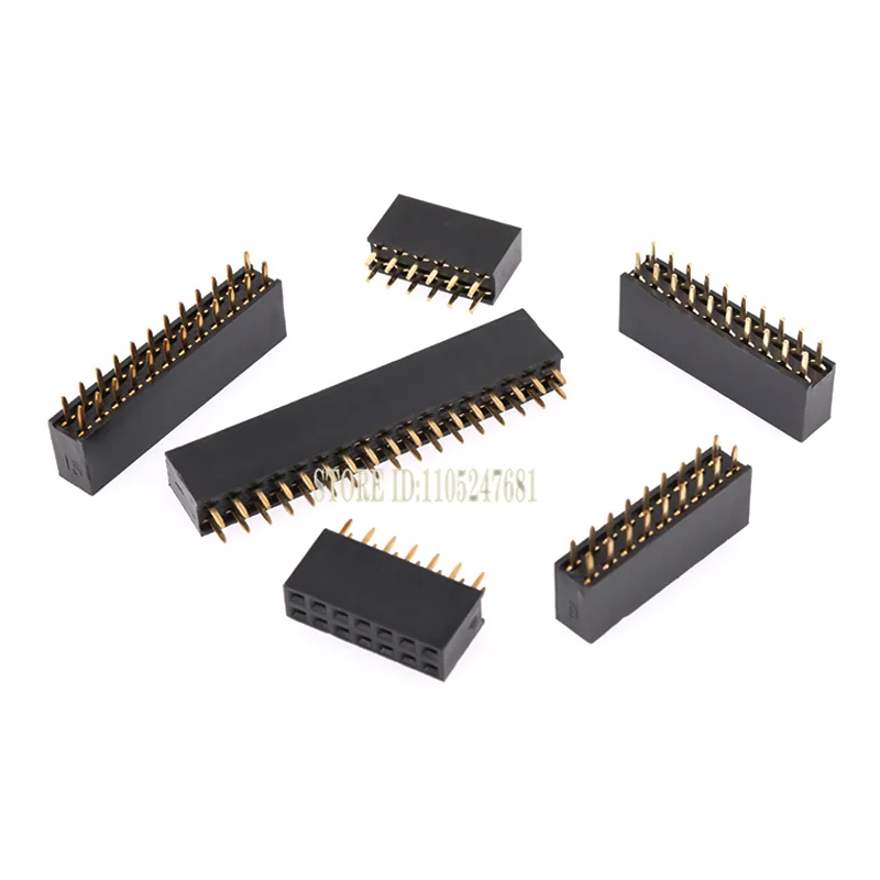 10pcs 2.54mm Double Row Female Header 2*2/3/4/5/6/7/8/10/12/16/20/40 Pin Straight Pin Strip Connector Socket 8/10/16/20/40Pin