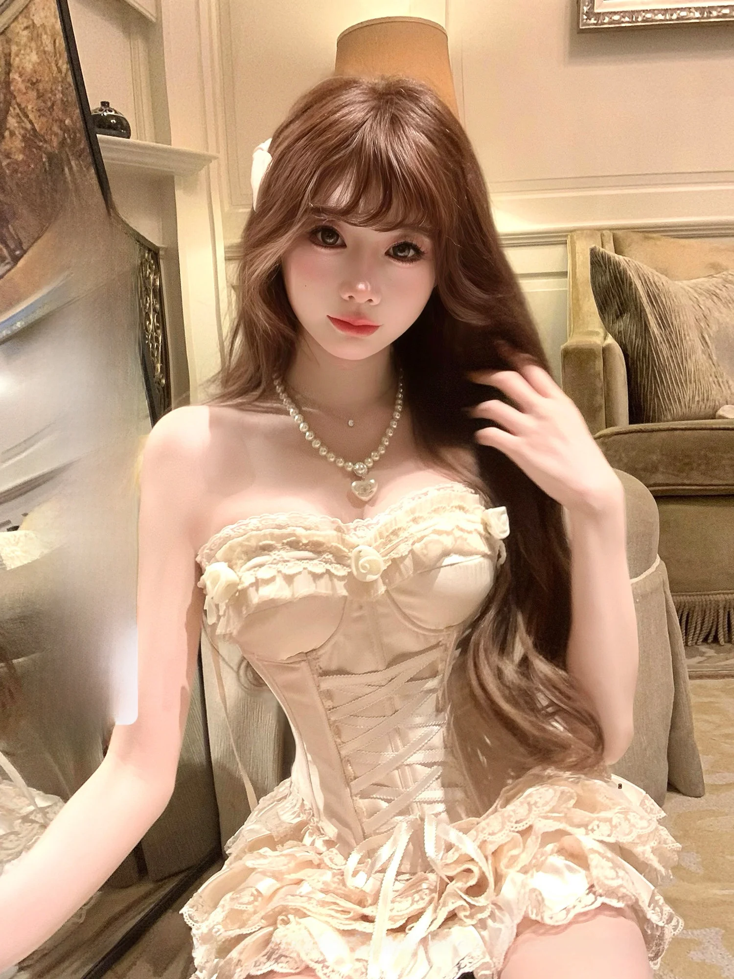 

Антикварный кружевной топ-бюстье Fibone Sisi Jiang Sweet, высококачественный укороченный женский топ на бретелях, оригинальный дизайн, полиэстер