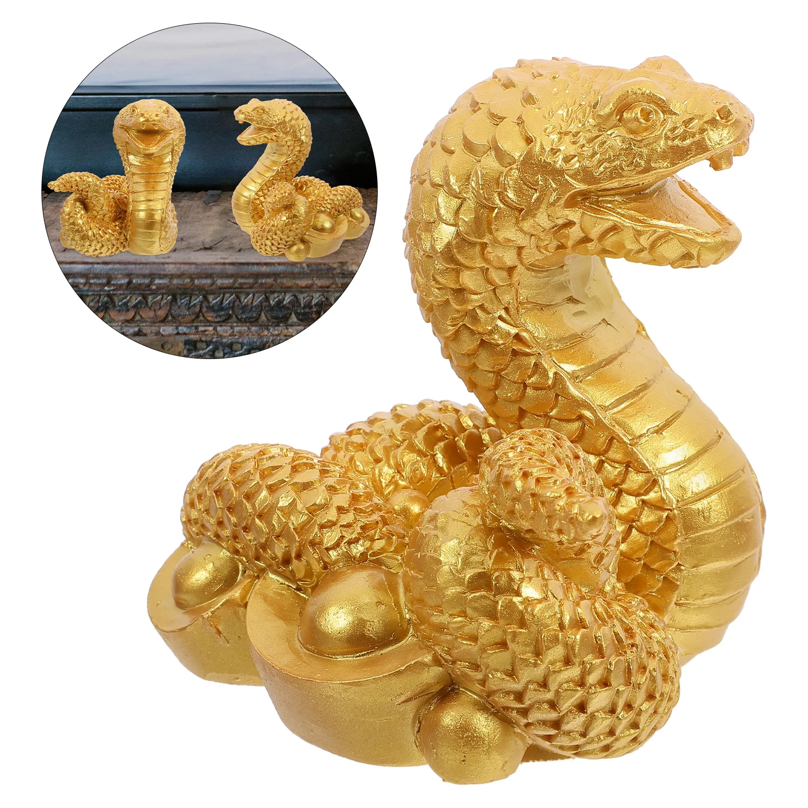 Yuanbao Snake naments Resin Craft Mini Figurine Decoration New Year Gift Crafts Sculpture Realistic Teaching Model Garden Decor