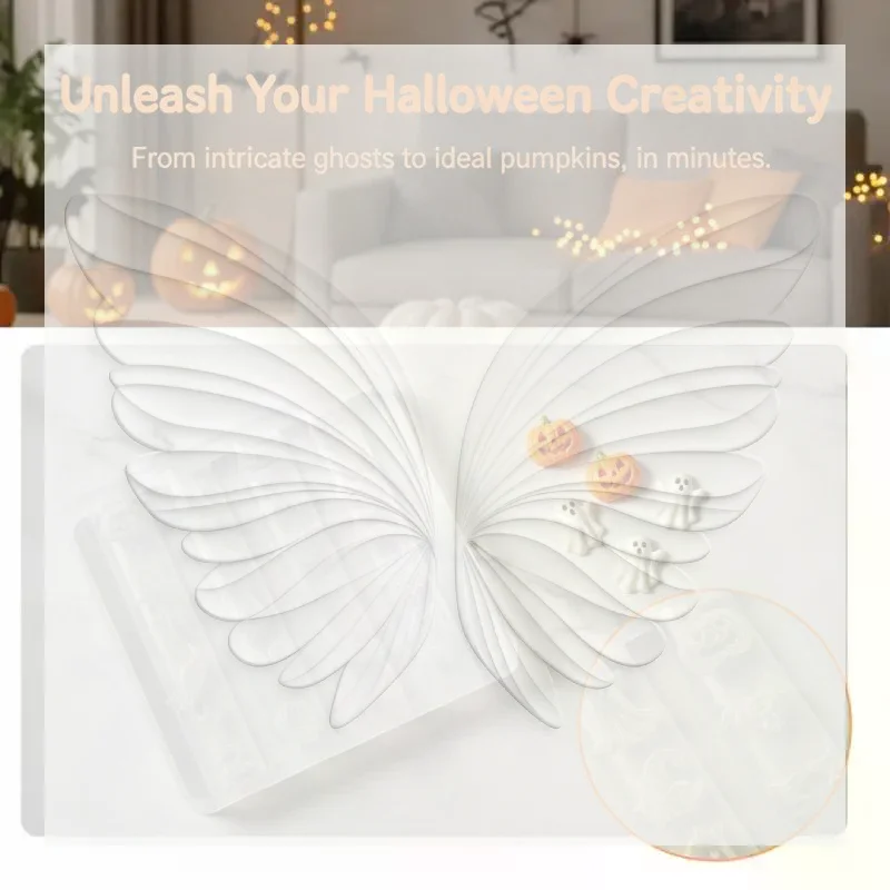 Halloween Themed Silicone Nail Art Mold 1Pcs Pumpkin Spider Bat Pattern Mould for Spooky Style Manicure DIY