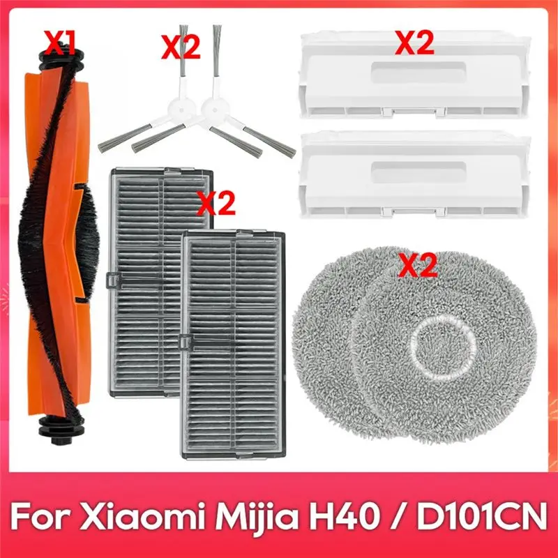 

ABLQ For Mijia H40 / D101CN Robot Vacuum Cleaner Main Side Brush Hepa Filter Mop Cloths Dust Bags Accessories