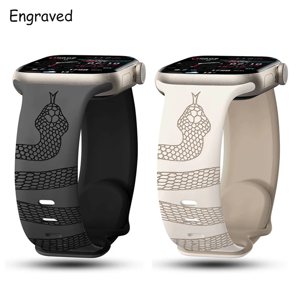 Engraved For Apple Watch Ultra 2 Band 44mm 40mm 45mm 41mm 42-38mm 46mm sport Silicone Strap iwatch series 10 8 7 se 3 4 5 6 9