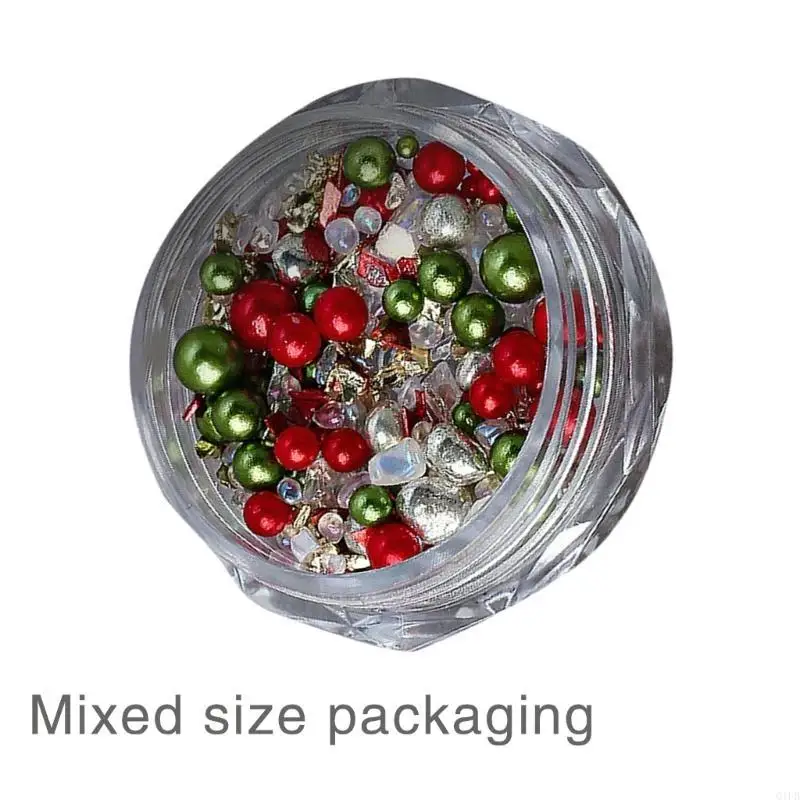 Q1FB Christmas Decorations Set Gift Charms Art Manucure Nails Accessoire