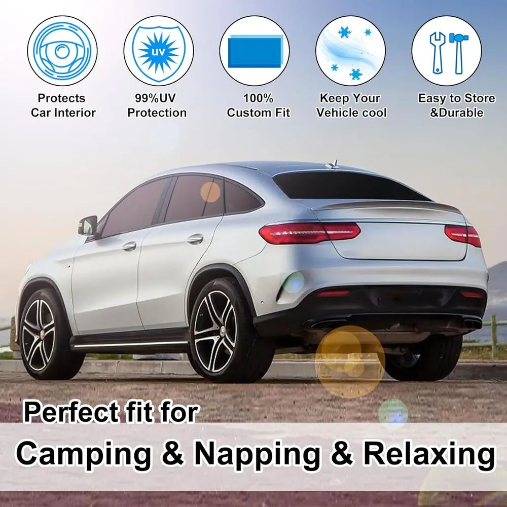 مظلة الزجاج الأمامي لمرسيدس بنز GLE-Class 2012-2019 قابلة للتخصيص - مجموعة كاملة للنوافذ الجانبية والخلفية، قابلة للطي، تحمي الخصوصية #6