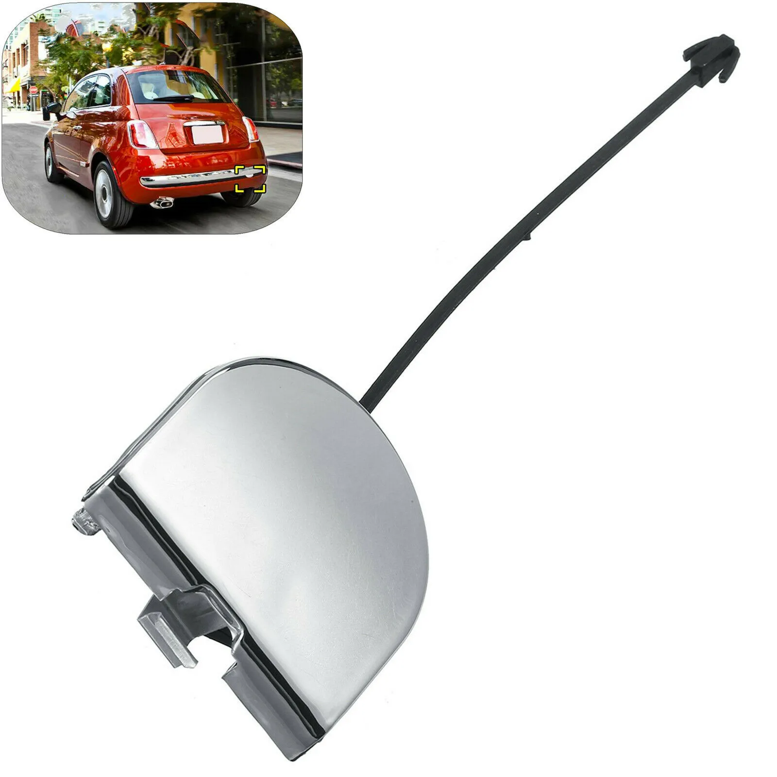 Cubierta de remolque para parachoques trasero Fiat 500, ojo de remolque, número de pieza OEM 735455393, repuesto para años modelo 2007 2012