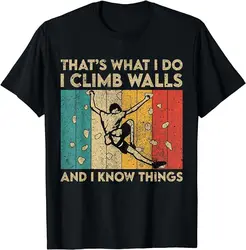 I Climb Walls And I Know Things Funny Rock Climbing Boulder t-shirt maniche lunghe o corte