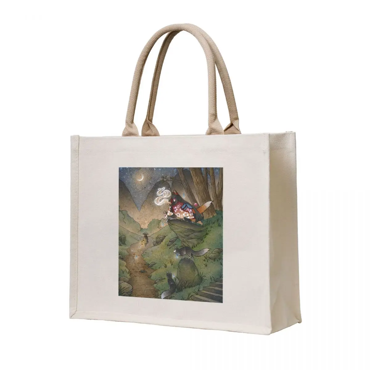 

Fox Magic Under a Crescent Moon Tote Bag tote bag Shopper handbag Eco bag
