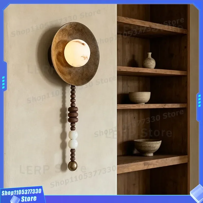 American Retro Nostalgic Wall Lamp Imitation Marble Design for Living Room Background Study Bedroom Wabi Sabi Style Homestay