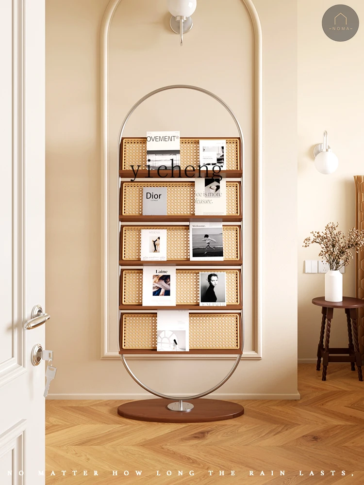 Tqh Magazine Shelf Mid-Ancient Light Luxury Display Stand Storage Bookshelf Newspaper Picture Book Stand