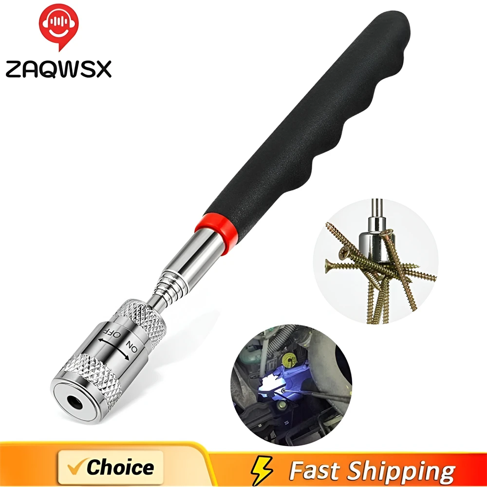 Telescopic Magnetic Pen with Light Mini Hand Portable Magnet Pick Up Tool Adjustable Pickup Rod Stick Picking Up Screws Nut Bolt