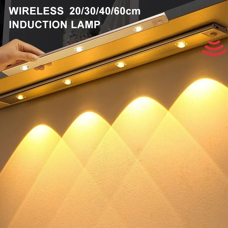 Luces LED 3 en 1 para debajo del gabinete, lámpara inalámbrica con Sensor de movimiento, para cocina, dormitorio, armario, 20/30/40/60cm