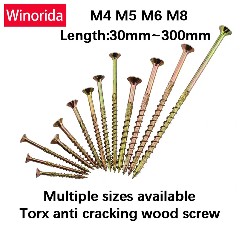 M4 M5 M6 M8 Plum Groove Countersunk Head Cut Tail Knurled Wood Screw, Wood Structure Special Anti-Cracking Extended Wood Screw