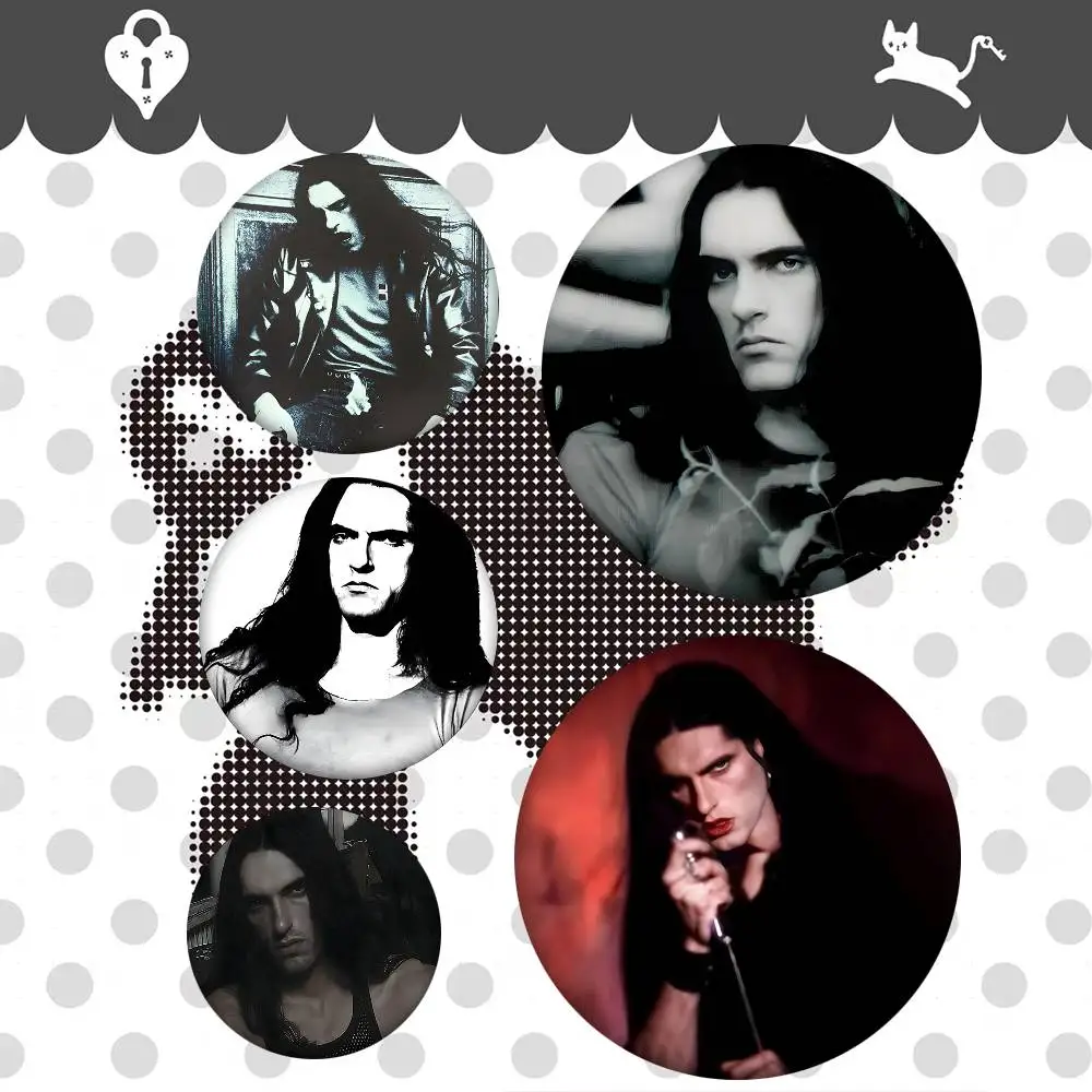 1pc T-Type O Negative Rock P-Peter Steele Cartoon Style Badge Brooches On Backpack Decoration Round Enamel Pins For Accessorys