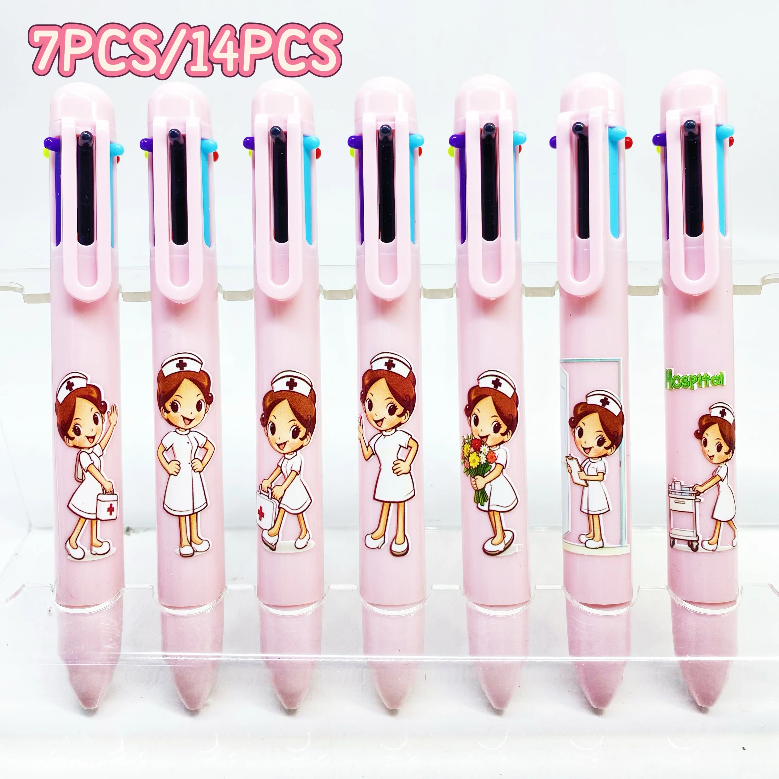 

Medical Theme Pink Set Nurse Miss School Supplies Multi-Color Ballpoint Pens Creative Student Writing Pens Office Essentials