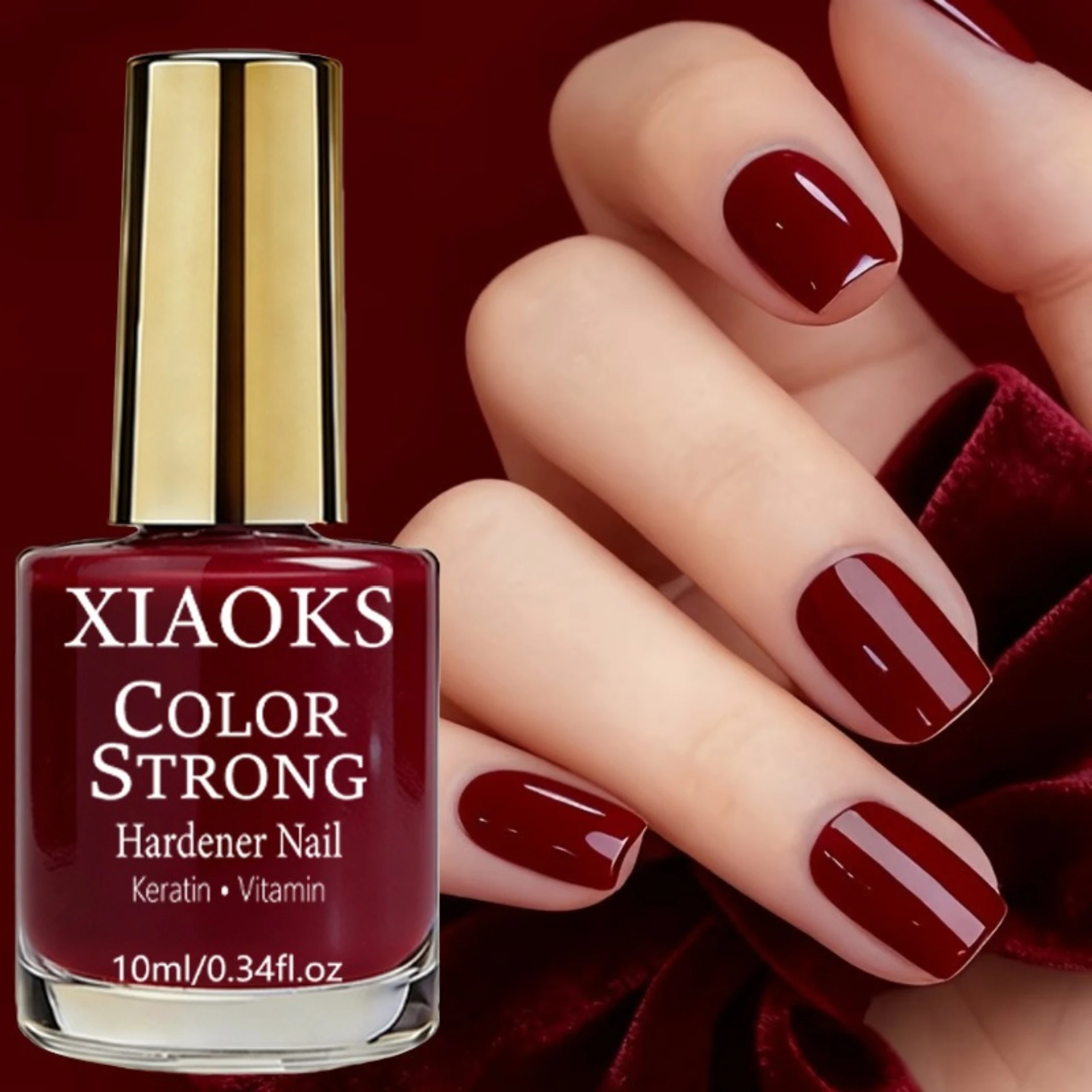 Cherry red nail polish 10ml waterproof bake-free fast-drying long-lasting color fixing convenient nail art
