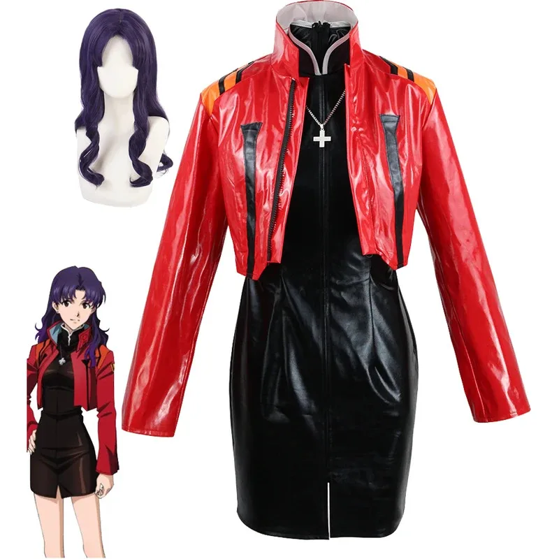 Halloween cosplay Katsuragi set red jacket dress wig anime uniform Misato costume sf/1
